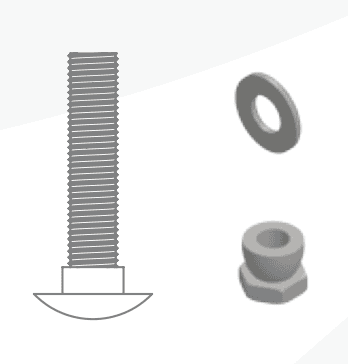 M8X60MM MUSHROOM HEAD BOLT, NUT & WASHER